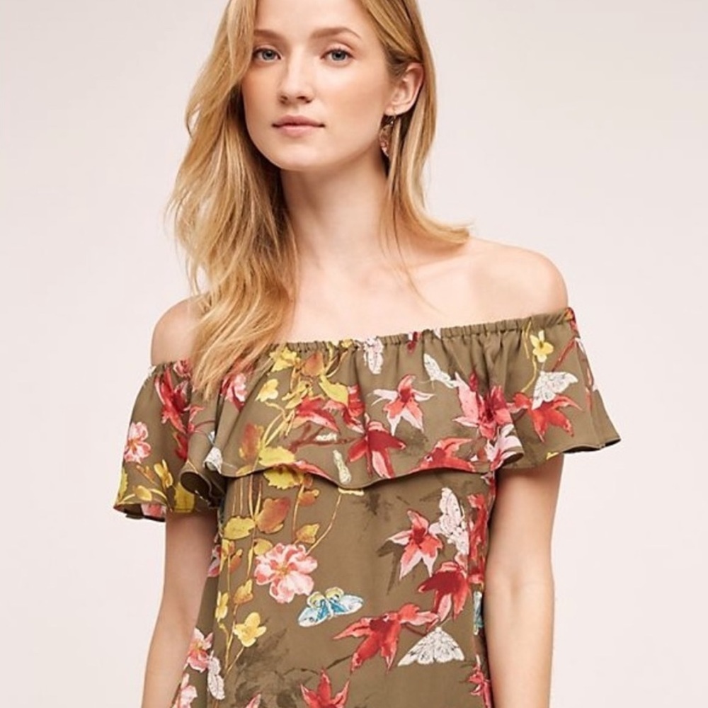 Anthropologie Maeve Floral Off the Shoulder Top